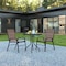 Flash Furniture 3PC Patio Set-23.5SQ Glass Table, 2 Brown Chairs TLH-073A1303C-BN-GG - alternate 1